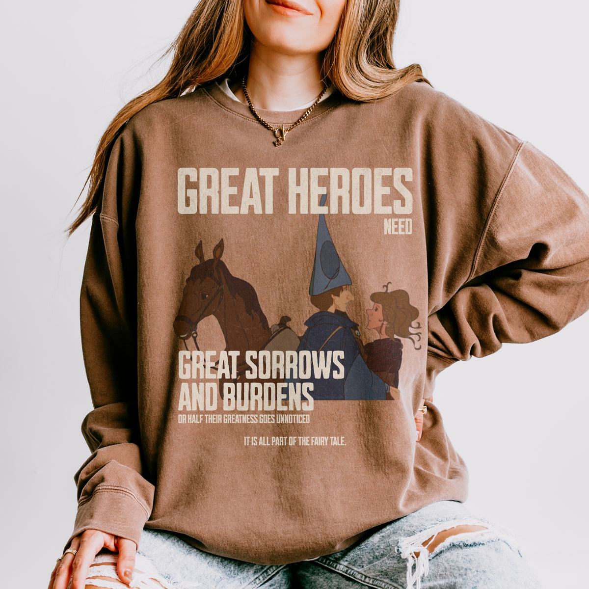 Great Heroes Need Great Sorrows and Burdens Schmendrick & Molly Grue Fleece Crewneck Sweatshirt