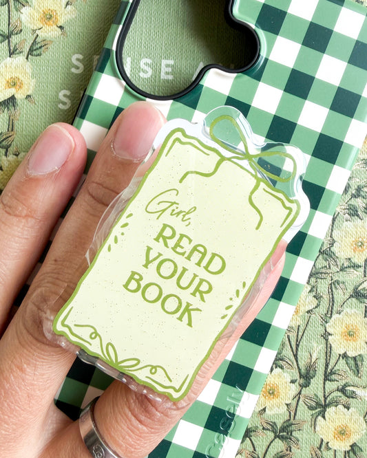 Girl Read Your Book Coquette Magnetic Kindle Grip or Phone Holder
