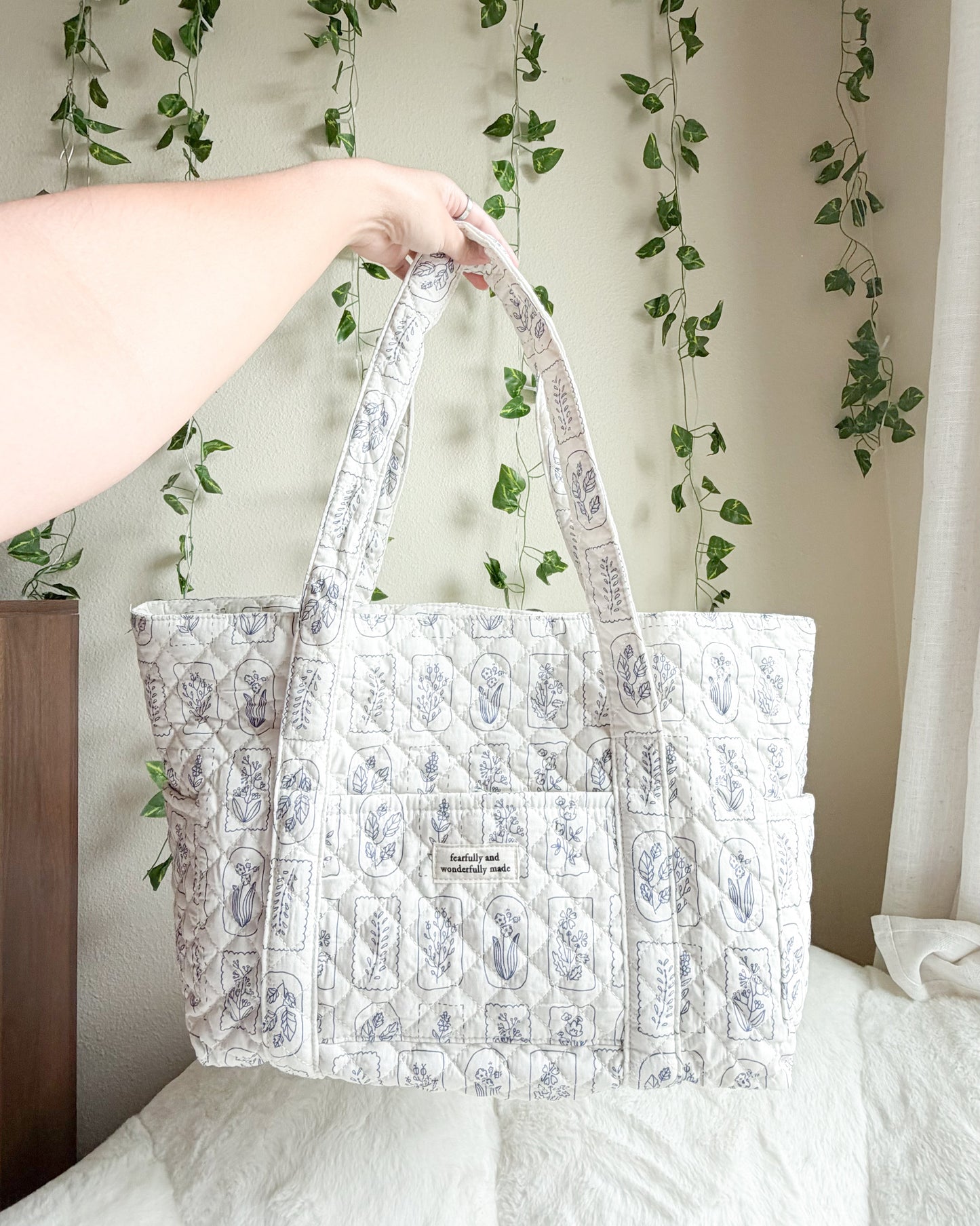 Fearfully and Wonderfully Made Cotton Quilted Tote Bag