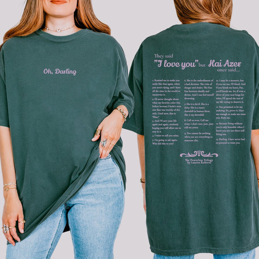 Kai Azer Book Quotes Embroidered Tee Shirt