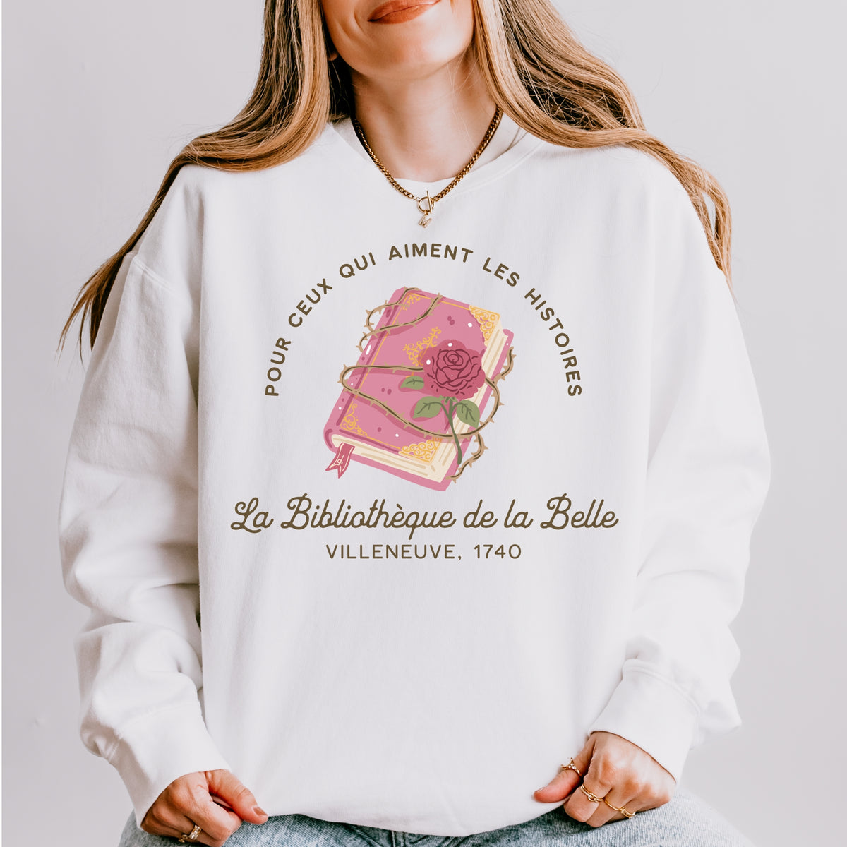 La Bibliotheque de la Belle Fleece Crewneck Sweatshirt