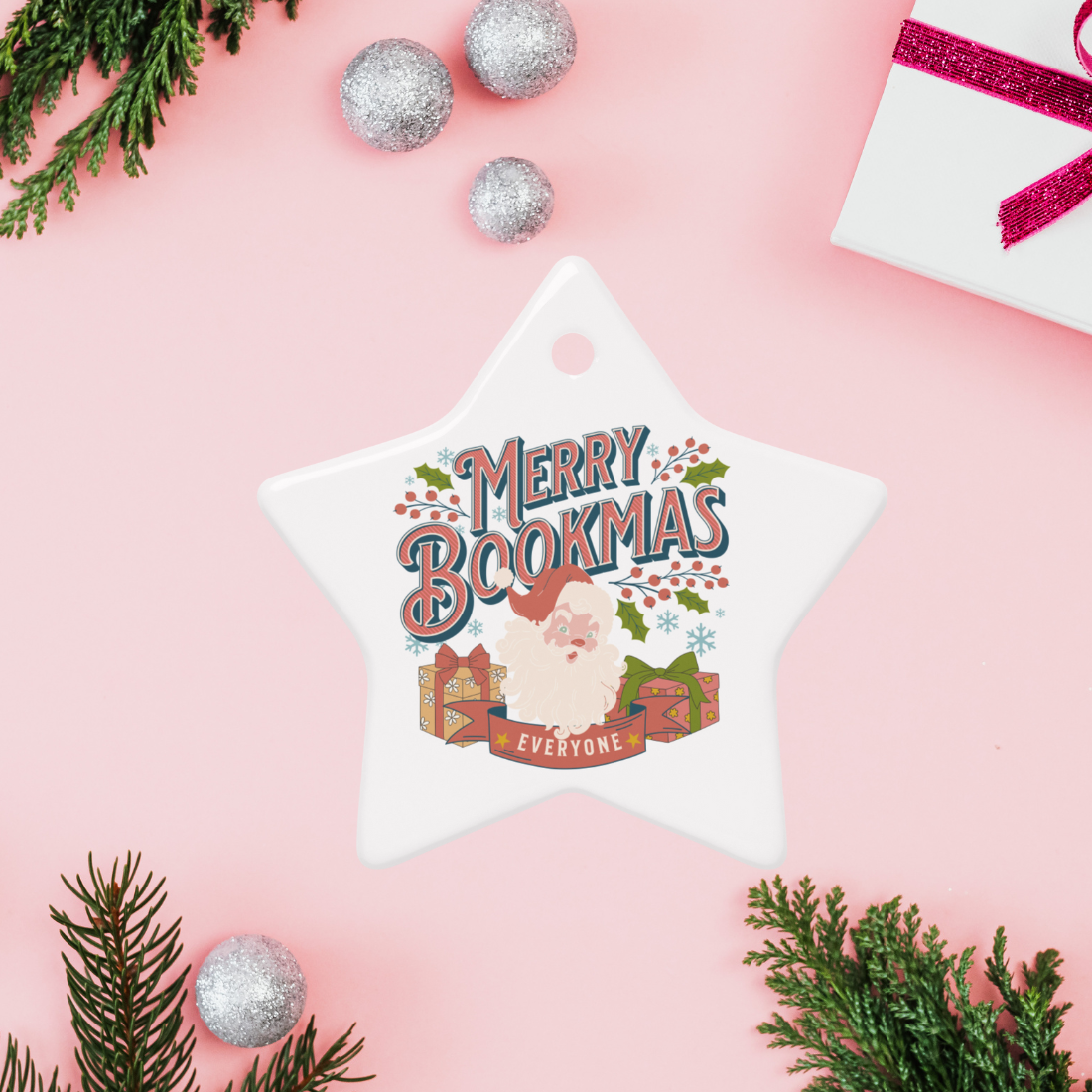 Merry Bookmas Double-sided Ceramic Ornaments
