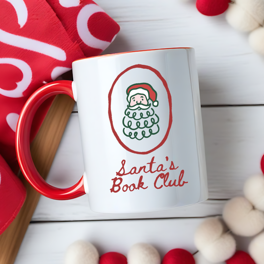 Santa's Book Club Mug with Color Inside