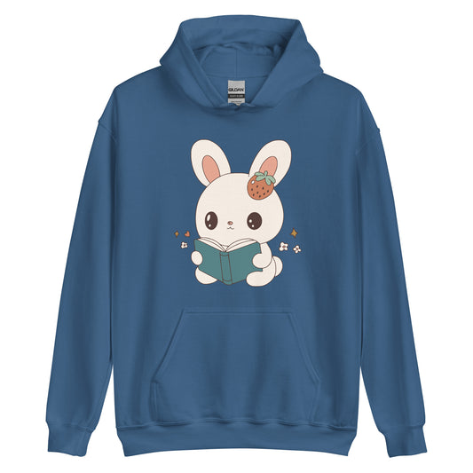 A Bunny Reading Her Book Hoodie - The Bean Workshop - animal shirt, bunny, hoodie, read everyday, read more books, short n' sweet