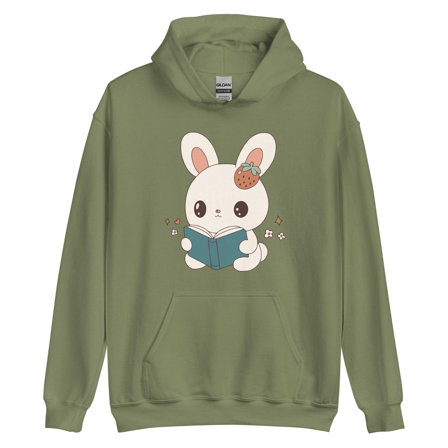 A Bunny Reading Her Book Hoodie - The Bean Workshop - animal shirt, bunny, hoodie, read everyday, read more books, short n' sweet