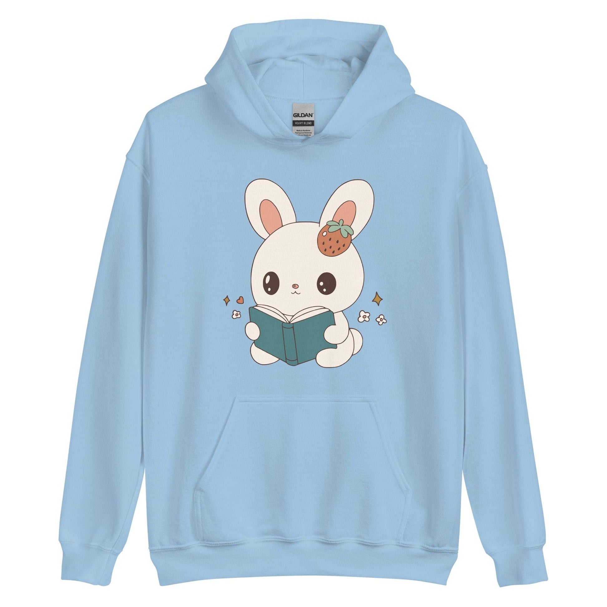 A Bunny Reading Her Book Hoodie - The Bean Workshop - animal shirt, bunny, hoodie, read everyday, read more books, short n' sweet