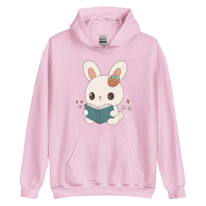 A Bunny Reading Her Book Hoodie - The Bean Workshop - animal shirt, bunny, hoodie, read everyday, read more books, short n' sweet