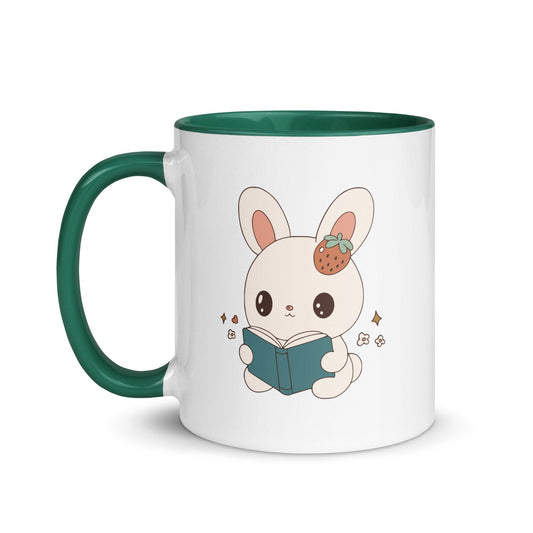 A Bunny Reading Her Book Mug - The Bean Workshop - animal mug, book lover gift, book mug, bookaholic gift, bookworm gift, bunny mug, coffee mug, cute mug, read everyday, reading bunny, reading mug, Short n' Sweet Collection