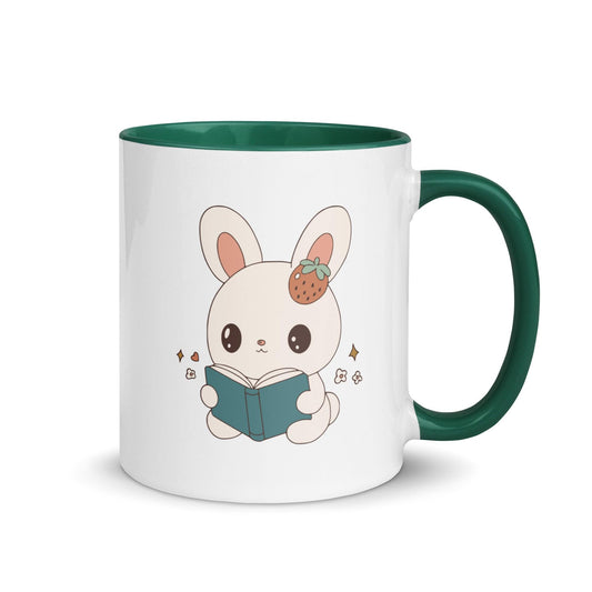 A Bunny Reading Her Book Mug - The Bean Workshop - animal mug, book lover gift, book mug, bookaholic gift, bookworm gift, bunny mug, coffee mug, cute mug, read everyday, reading bunny, reading mug, Short n' Sweet Collection