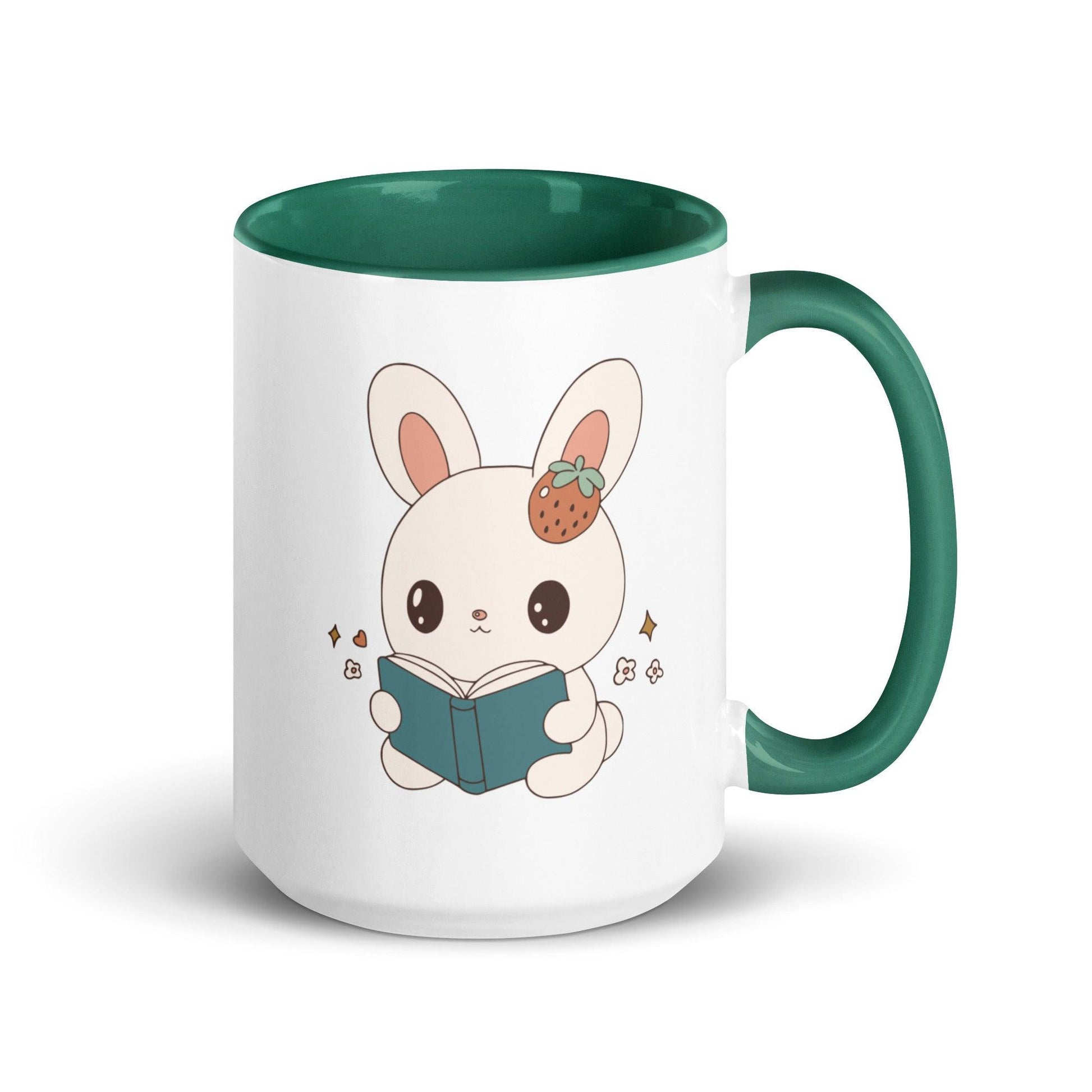 A Bunny Reading Her Book Mug - The Bean Workshop - animal mug, book lover gift, book mug, bookaholic gift, bookworm gift, bunny mug, coffee mug, cute mug, read everyday, reading bunny, reading mug, Short n' Sweet Collection