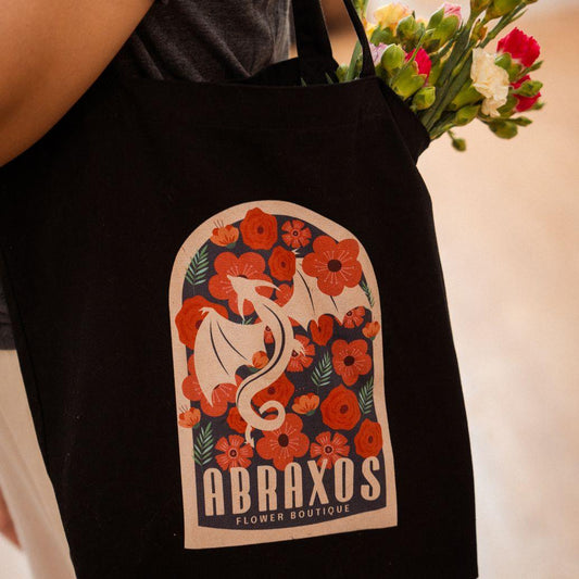 Abraxos Flower Boutique Tote Bag - The Bean Workshop - aelin galathynius, manon blackbeak, sarah j. maas, tog, tote