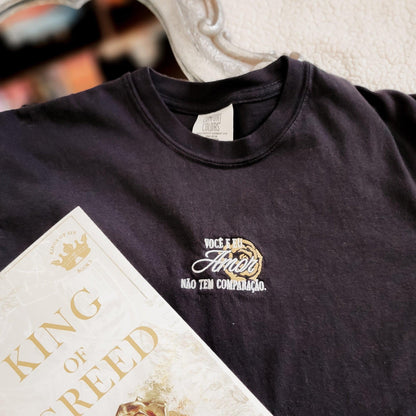 Amor King of Greed Embroidered Tee Shirt - The Bean Workshop - alessandra davenport, ana huang, box tee, dominic davenport, embroidered, kai young, kings of sin