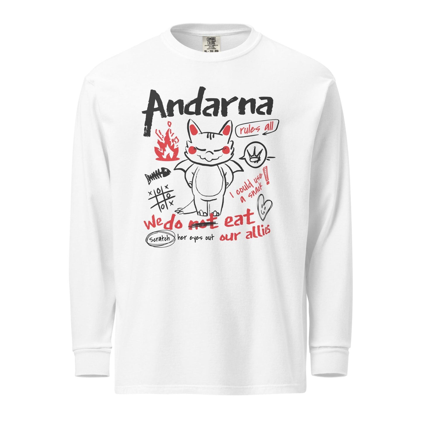 Andarna Heavyweight Long Sleeve Shirt - The Bean Workshop - fourth wing, iron flame, long sleeve shirt, long sleeve tee, onyx storm, rebecca yarros