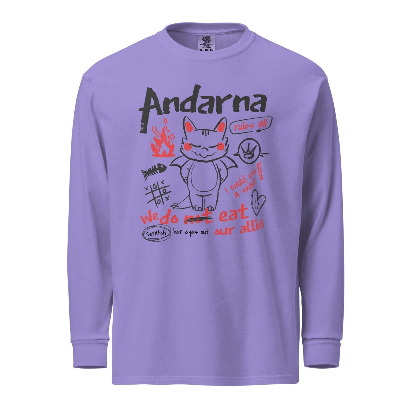 Andarna Heavyweight Long Sleeve Shirt - The Bean Workshop - fourth wing, iron flame, long sleeve shirt, long sleeve tee, onyx storm, rebecca yarros