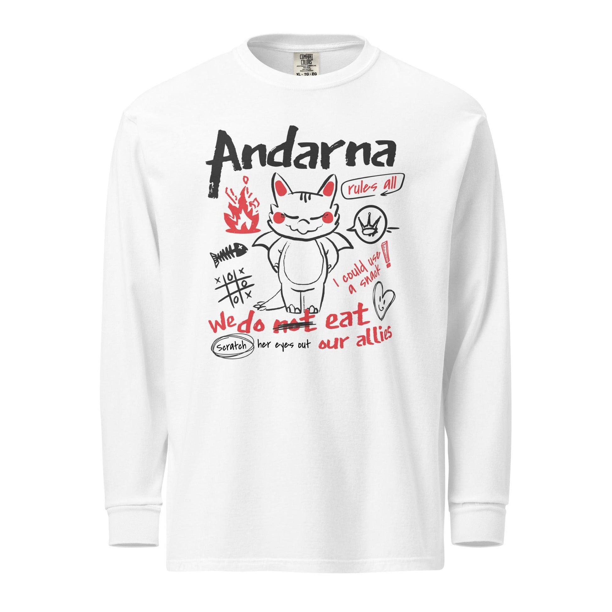 Andarna Heavyweight Long Sleeve Shirt - The Bean Workshop - fourth wing, iron flame, long sleeve shirt, long sleeve tee, onyx storm, rebecca yarros