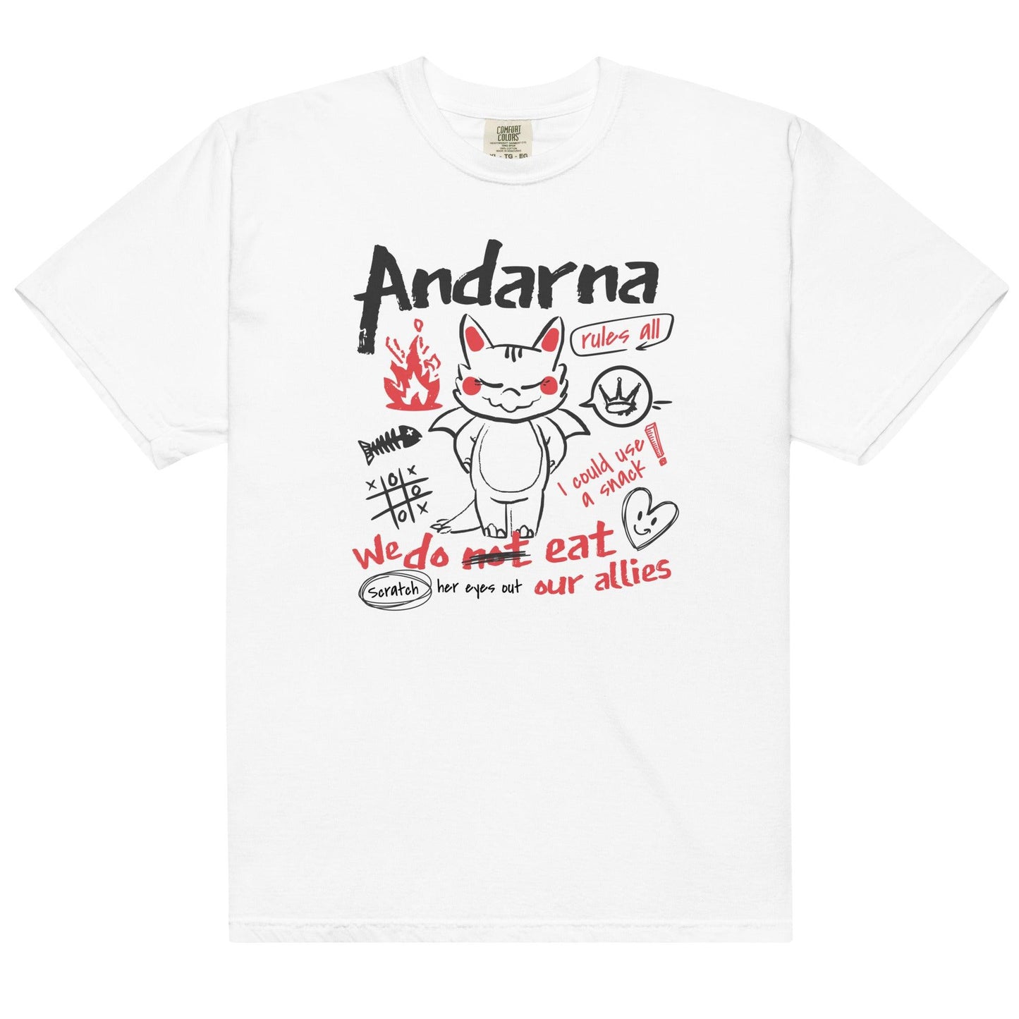 Andarna Tee Shirt - The Bean Workshop - fourth wing, iron flame, onyx storm, rebecca yarros, tee shirt