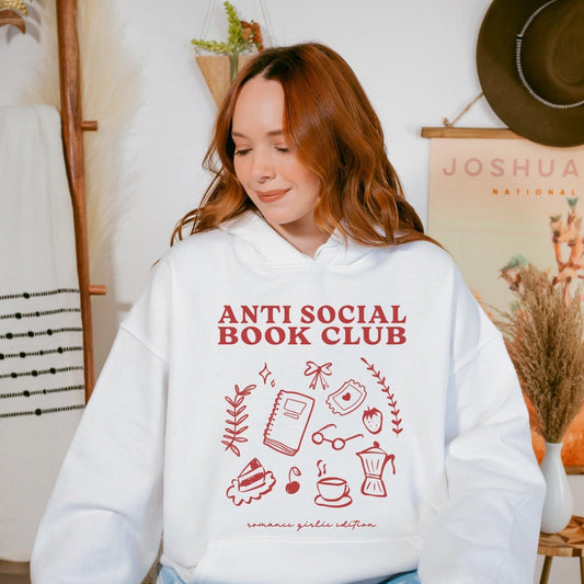 Anti-Social Book Club Hoodie - The Bean Workshop - AntiSocialBookClub, BookLoverStyle, BookwormFashion, CozyReaders, hoodie, IntrovertApparel, read everyday, ReadingComfort, valentine