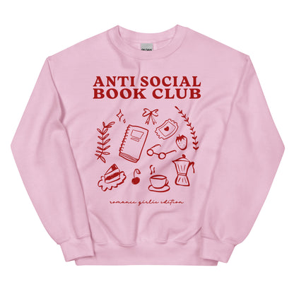 Anti Social Book Club Sweatshirt - The Bean Workshop - AntiSocialBookClub, BookLoverStyle, IntrovertApparel, read everyday, ReadingComfort, Sweatshirt, valentine, Valentine's Day Picks