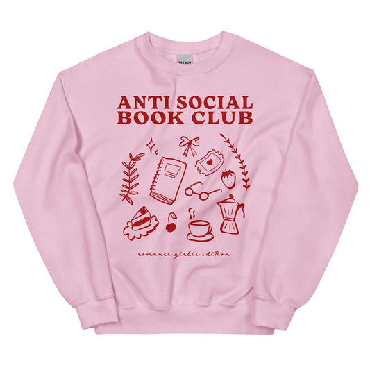 Anti Social Book Club Sweatshirt - The Bean Workshop - AntiSocialBookClub, BookLoverStyle, IntrovertApparel, read everyday, ReadingComfort, Sweatshirt, valentine, Valentine's Day Picks