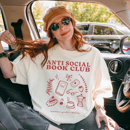 Anti Social Book Club T-shirt - The Bean Workshop - Anti Social Book Club, book lover, read everyday, t-shirt, tee, valentine