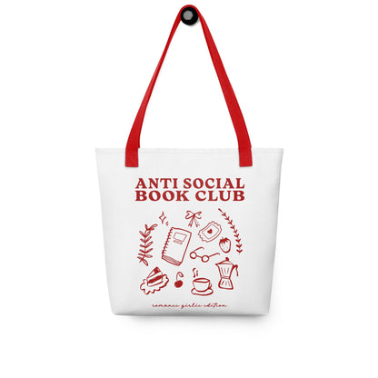 Anti-Social Book Club Tote Bag - The Bean Workshop - AntiSocialBookClub, BookLoverAccessories, BookwormFashion, LiteraryTote, read everyday, ReadingComfort, tote, tote bag, valentine, Valentine's Day Picks