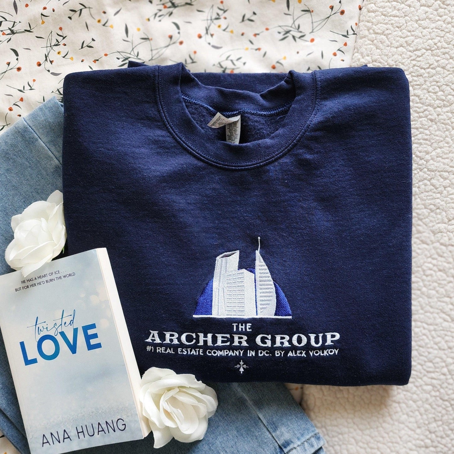 Archer Group by Alex Volkov Embroidered Sweatshirt - The Bean Workshop - alex volkov, ana huang, ava chen, embroidered, sweatshirt, twisted