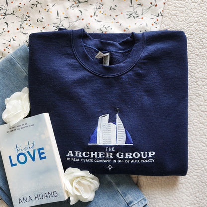 Archer Group by Alex Volkov Embroidered Sweatshirt - The Bean Workshop - alex volkov, ana huang, ava chen, embroidered, sweatshirt, twisted