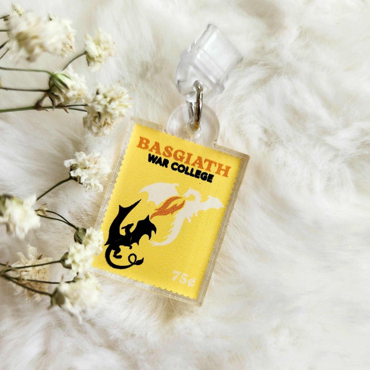 Basgiath War College Fourth Wing Kindle Charm - The Bean Workshop - basgiath war college, dust plug, e readers, fourth wing, iron flame, kindle charm, onyx storm, phone charm, reading accessories, rebecca yarros