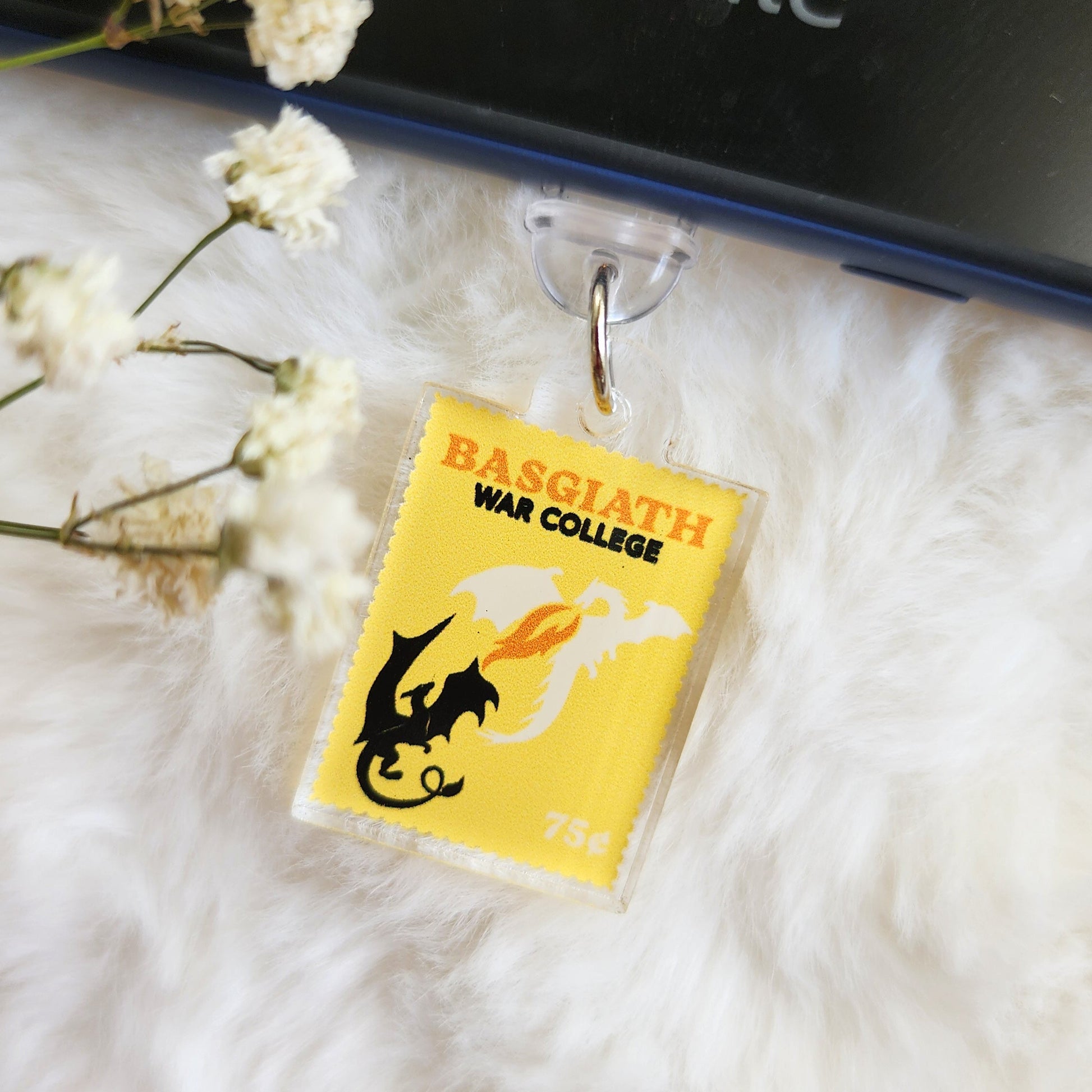 Basgiath War College Fourth Wing Kindle Charm - The Bean Workshop - basgiath war college, dust plug, e readers, fourth wing, iron flame, kindle charm, onyx storm, phone charm, reading accessories, rebecca yarros