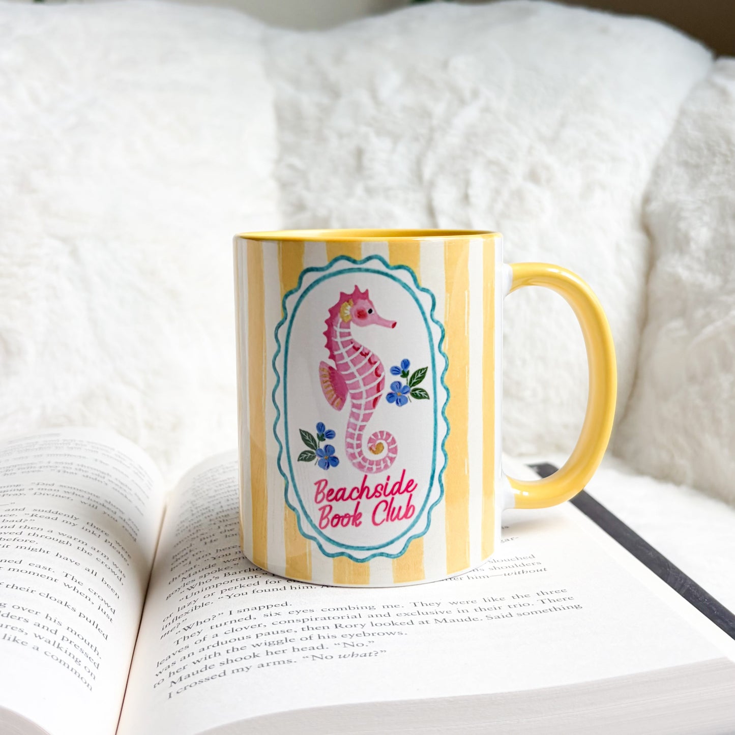 Beachside Book Club Yellow Stripe Ceramic Mug