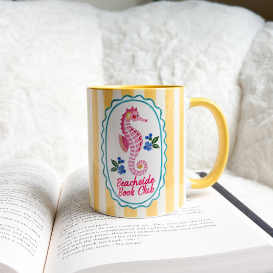 Beachside Book Club Yellow Stripe Ceramic Mug