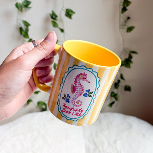 Beachside Book Club Yellow Stripe Ceramic Mug