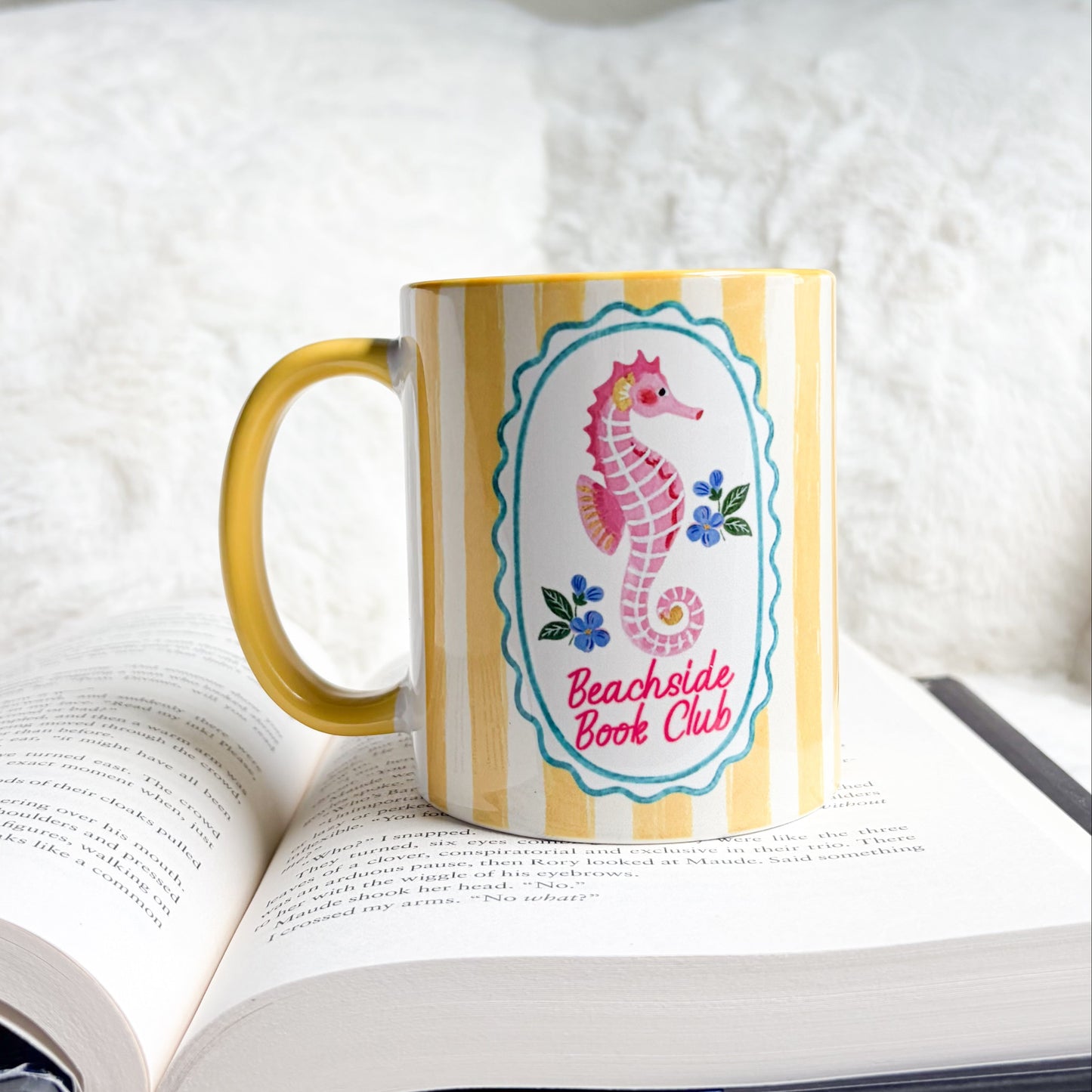 Beachside Book Club Yellow Stripe Ceramic Mug