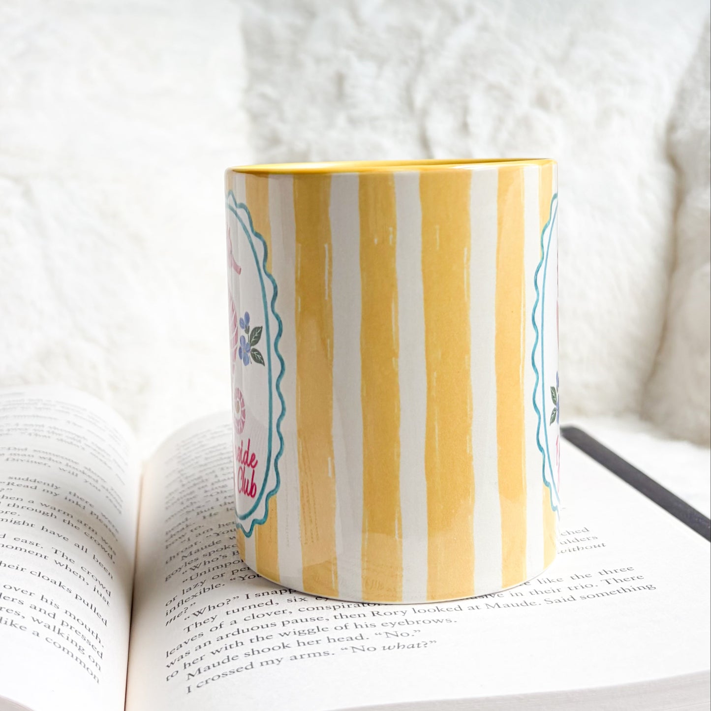 Beachside Book Club Yellow Stripe Ceramic Mug