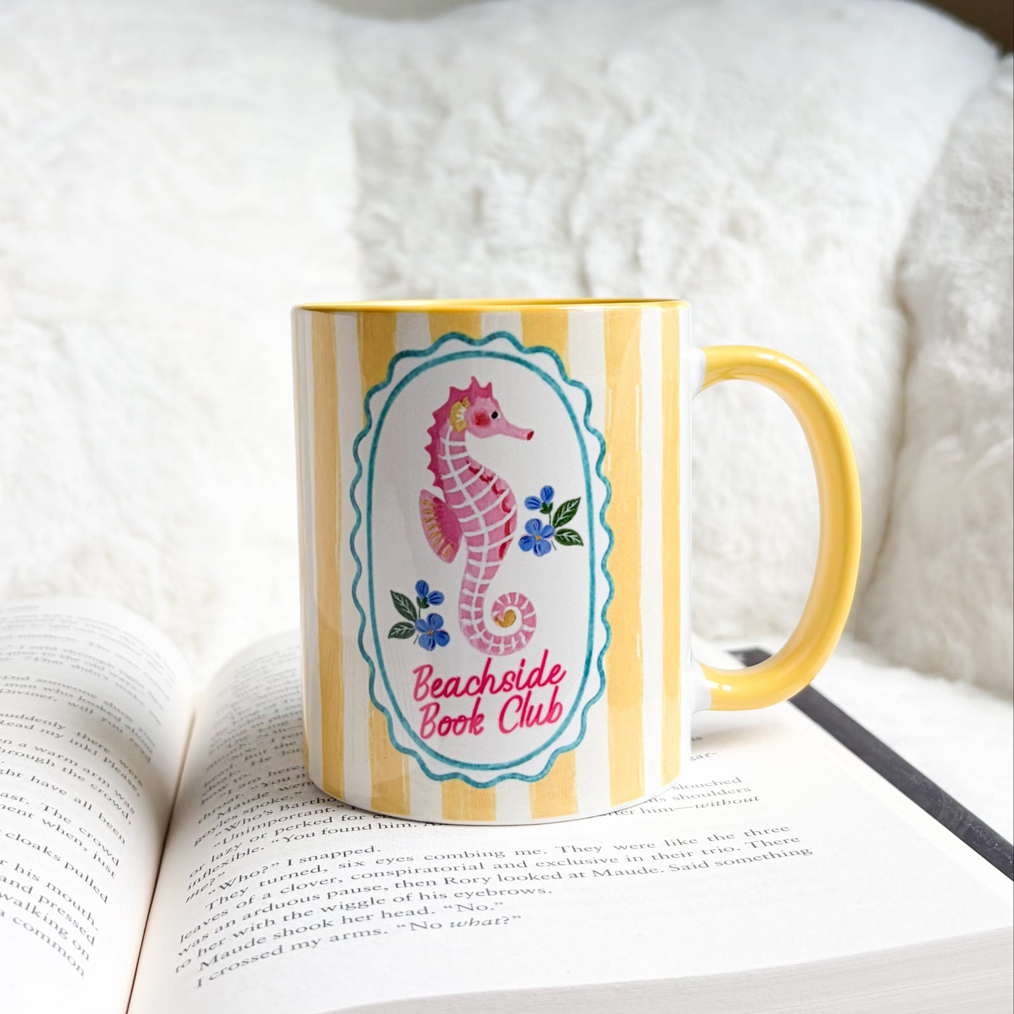 Beachside Book Club Yellow Stripe Ceramic Mug