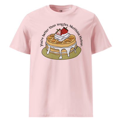 Better Than Waffles T-Shirt - The Bean Workshop - Better than Waffles shirt, Book Lover Gift, Bookish T-shirt, Cozy Aesthetic, Cute Graphic Tee, Grishaverse gift, Helnik, Leigh Bardugo fan apparel, Literary Quote, Matthias Helvar merch for readers, Nina Zenik waffle quote shirt, Six of Crows t-shirt, Waffle Illustration