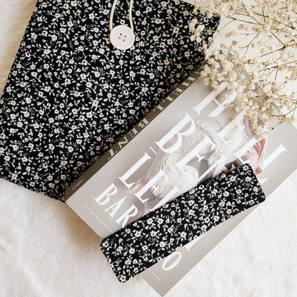 Black Flower Fabric Bookmark - The Bean Workshop - Bookish Accessories, bookmark, reading accessories