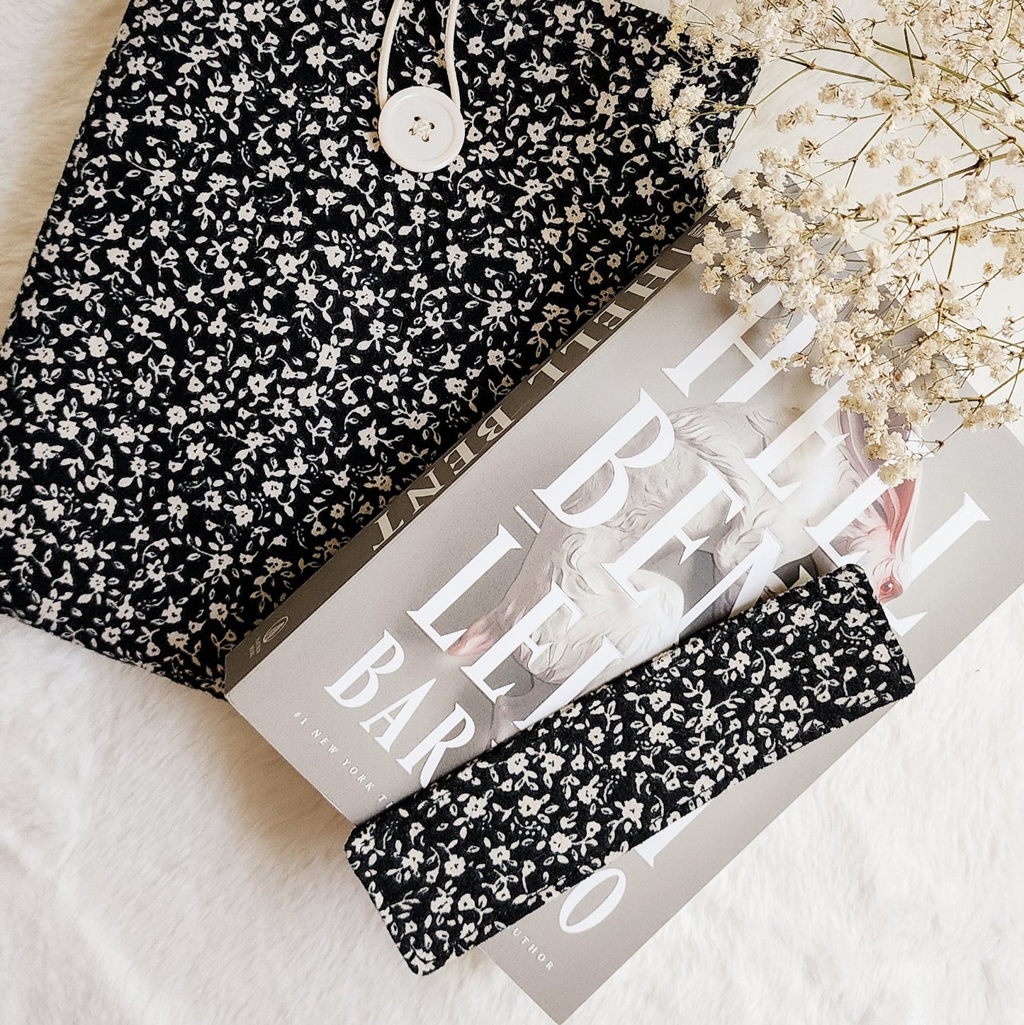 Black Flower Fabric Bookmark - The Bean Workshop - Bookish Accessories, bookmark, reading accessories