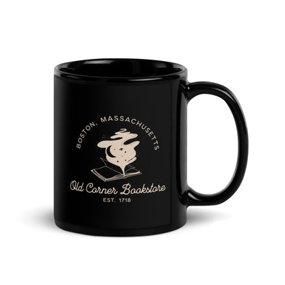 Old Corner Bookstore Black Glossy Mug