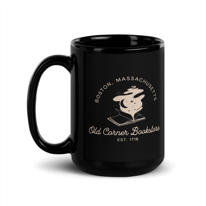 Old Corner Bookstore Black Glossy Mug