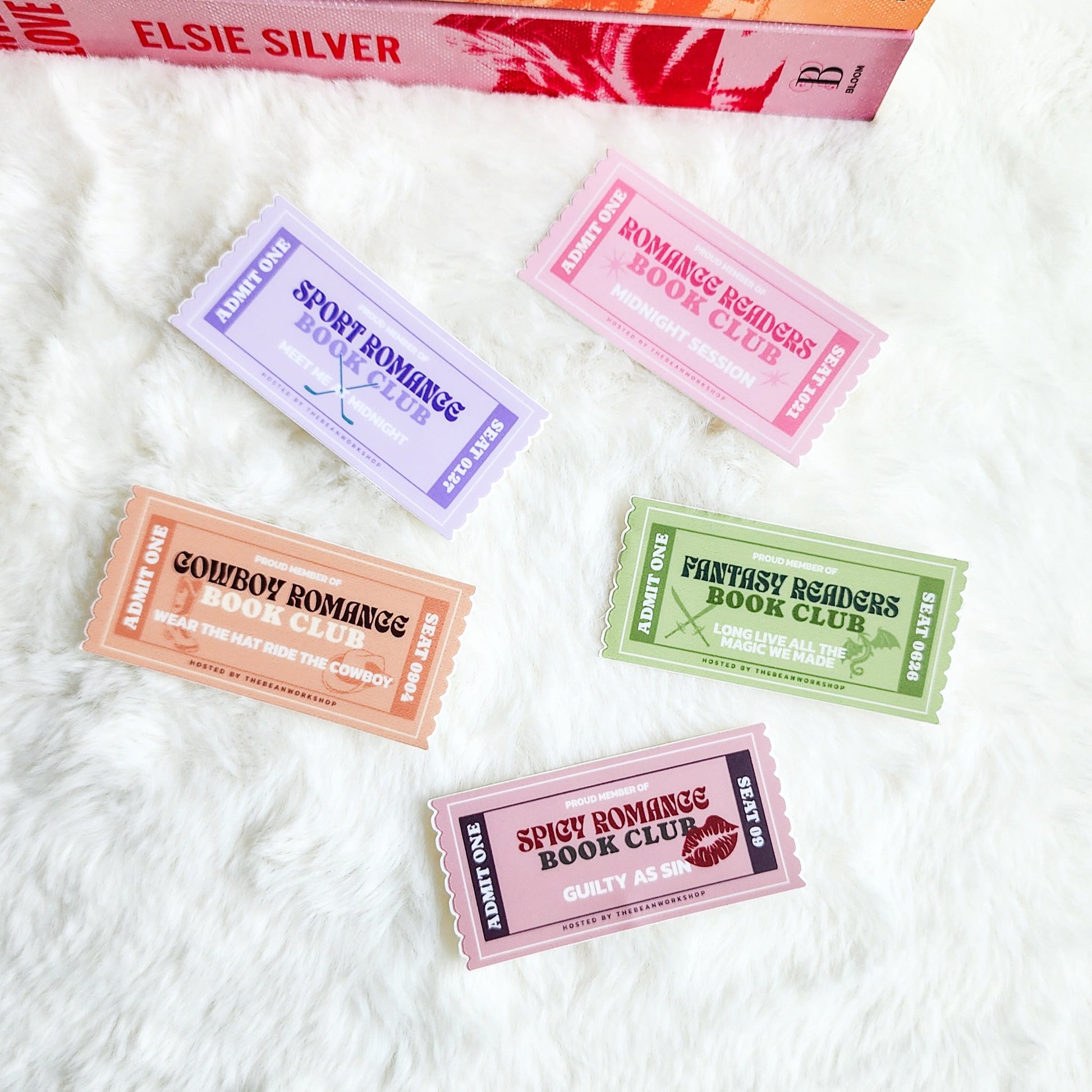 Book Genre Tickets Bundle of 5 Stickers - The Bean Workshop - sticker