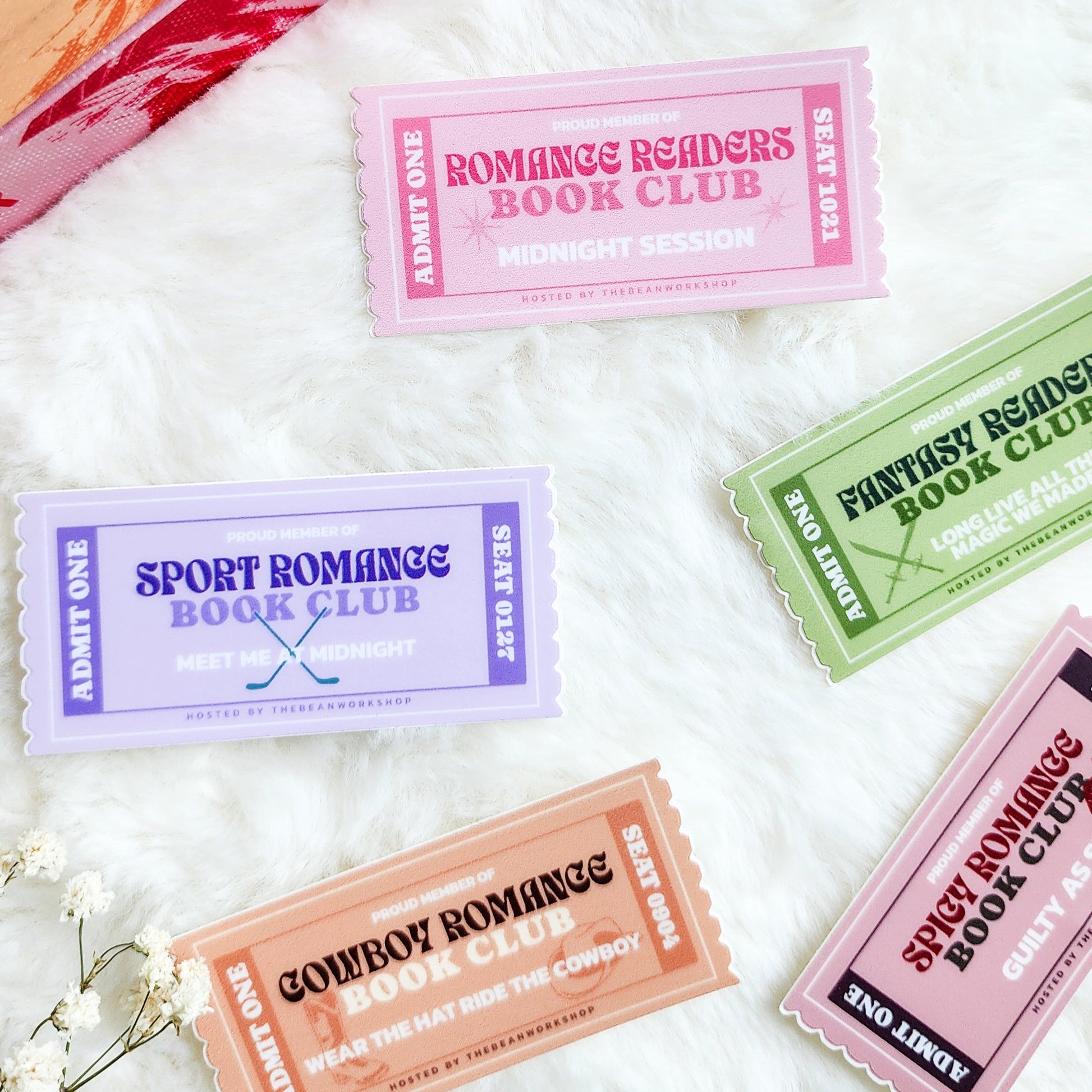 Book Genre Tickets Bundle of 5 Stickers - The Bean Workshop - sticker