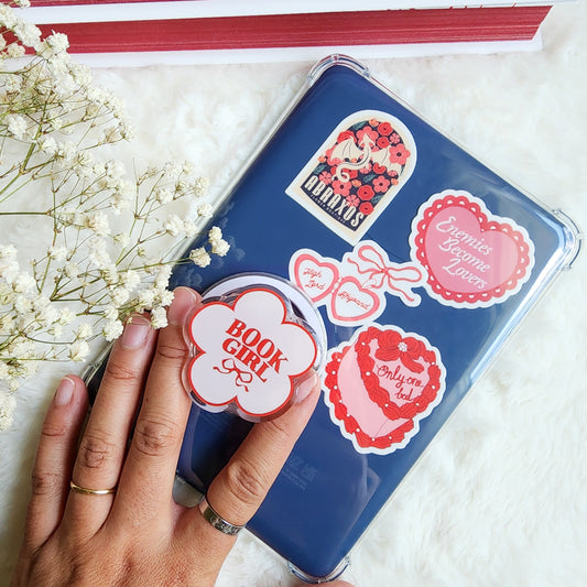Book Girl Coquette Magnetic Kindle Grip or Phone Holder - The Bean Workshop - Bookish Accessories, kindle grip, reading accessories