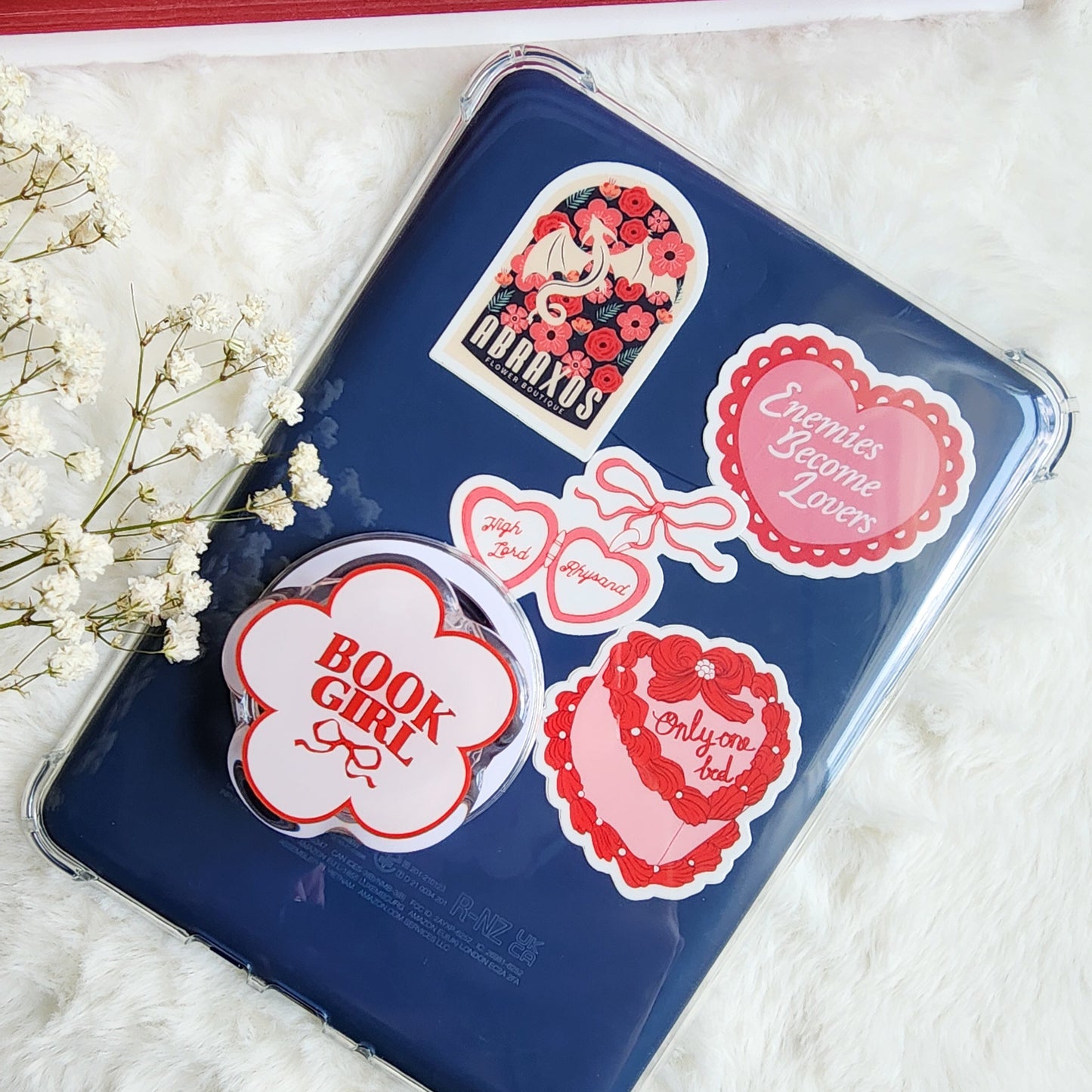 Book Girl Coquette Magnetic Kindle Grip or Phone Holder - The Bean Workshop - Bookish Accessories, kindle grip, reading accessories