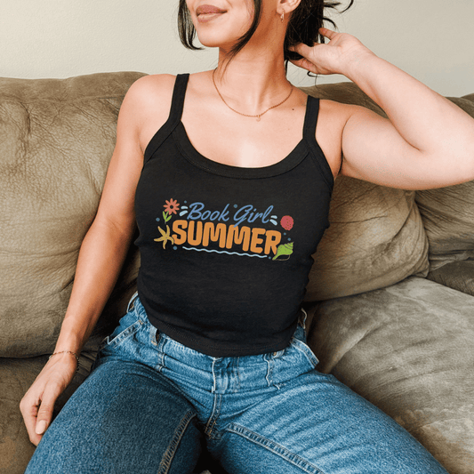Book Girl Summer Tank Top - The Bean Workshop - Beach Read Top, Book Girl Summer Tank top, Book Lover Shirt, Bookish Summer Collection, Bookworm Apparel, Summer Reading Tee, tank top