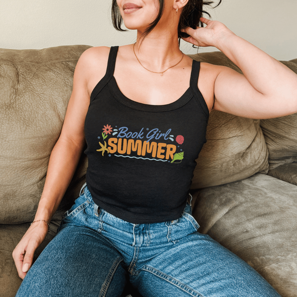 Book Girl Summer Tank Top - The Bean Workshop - Beach Read Top, Book Girl Summer Tank top, Book Lover Shirt, Bookish Summer Collection, Bookworm Apparel, Summer Reading Tee, tank top