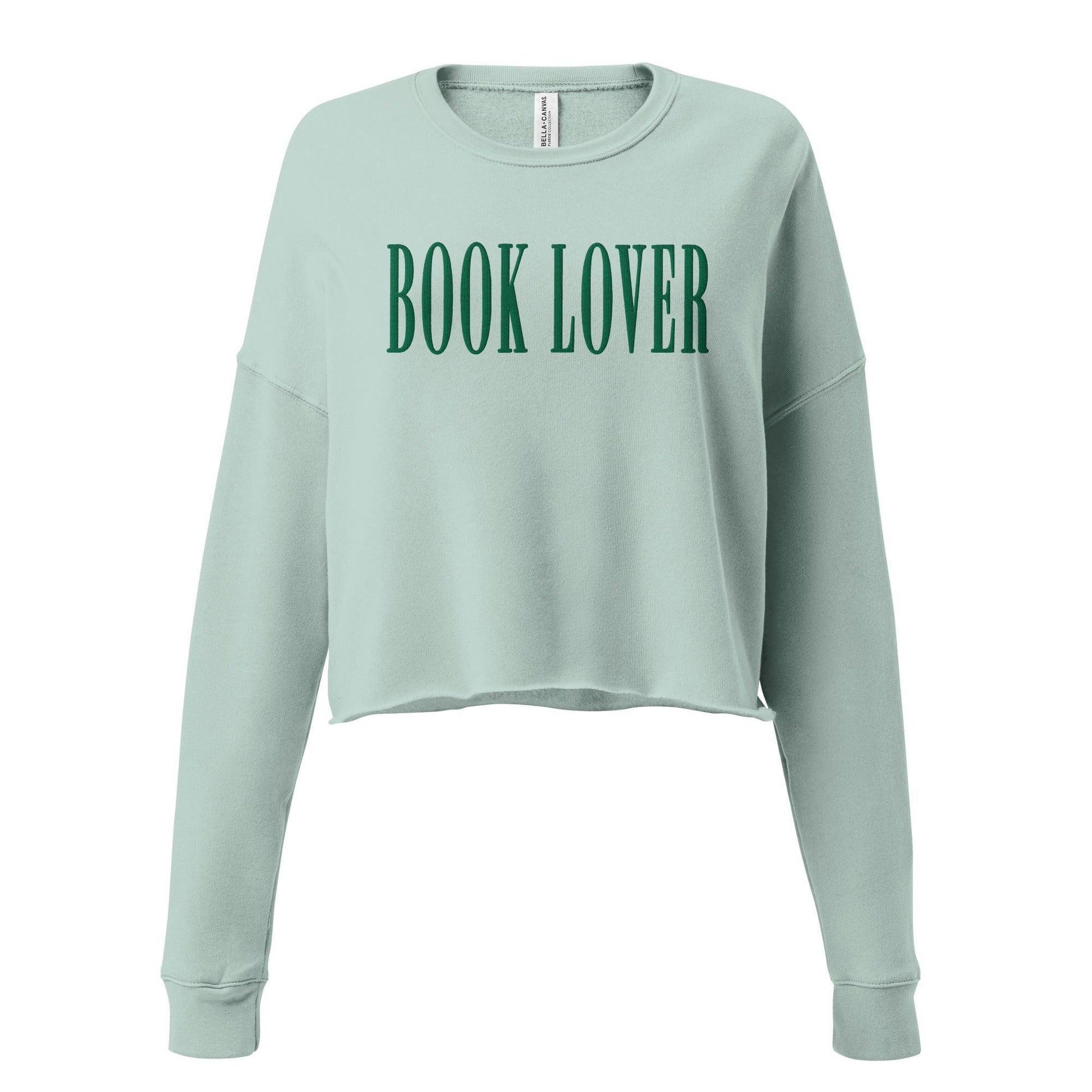 Book Lover Embroidered Crop Sweatshirt - The Bean Workshop - book lover, bookish, crop top, embroidered, minimalistic, read everyday, sweatshirt