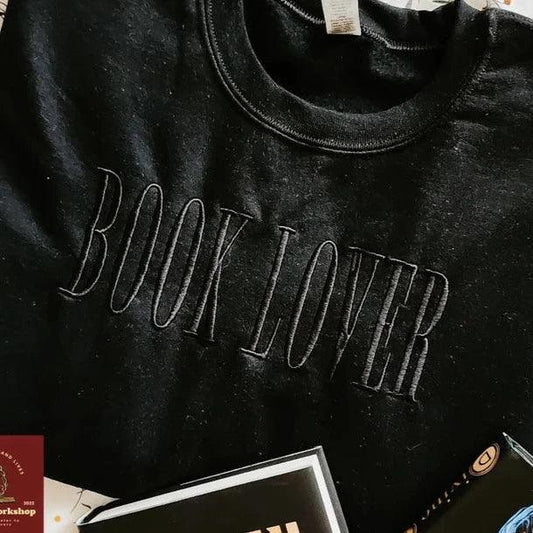 Book Lover Embroidered Sweatshirt - The Bean Workshop - book lover, bookish, embroidered, minimalistic, read everyday, sweatshirt