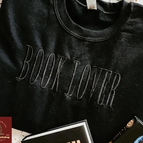 Book Lover Embroidered Sweatshirt - The Bean Workshop - book lover, bookish, embroidered, minimalistic, read everyday, sweatshirt