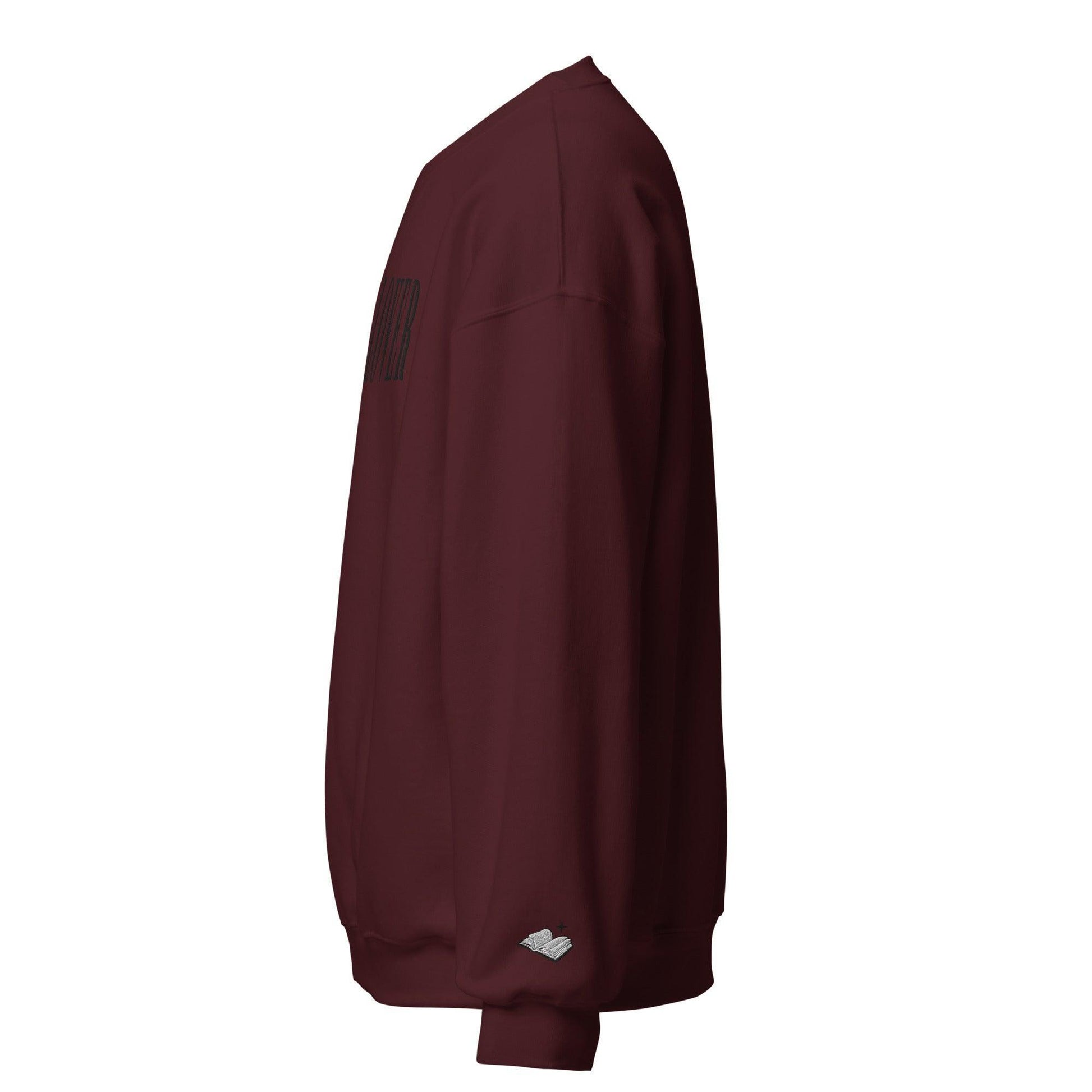 Book Lover Embroidered Sweatshirt - The Bean Workshop - book lover, bookish, embroidered, minimalistic, read everyday, sweatshirt